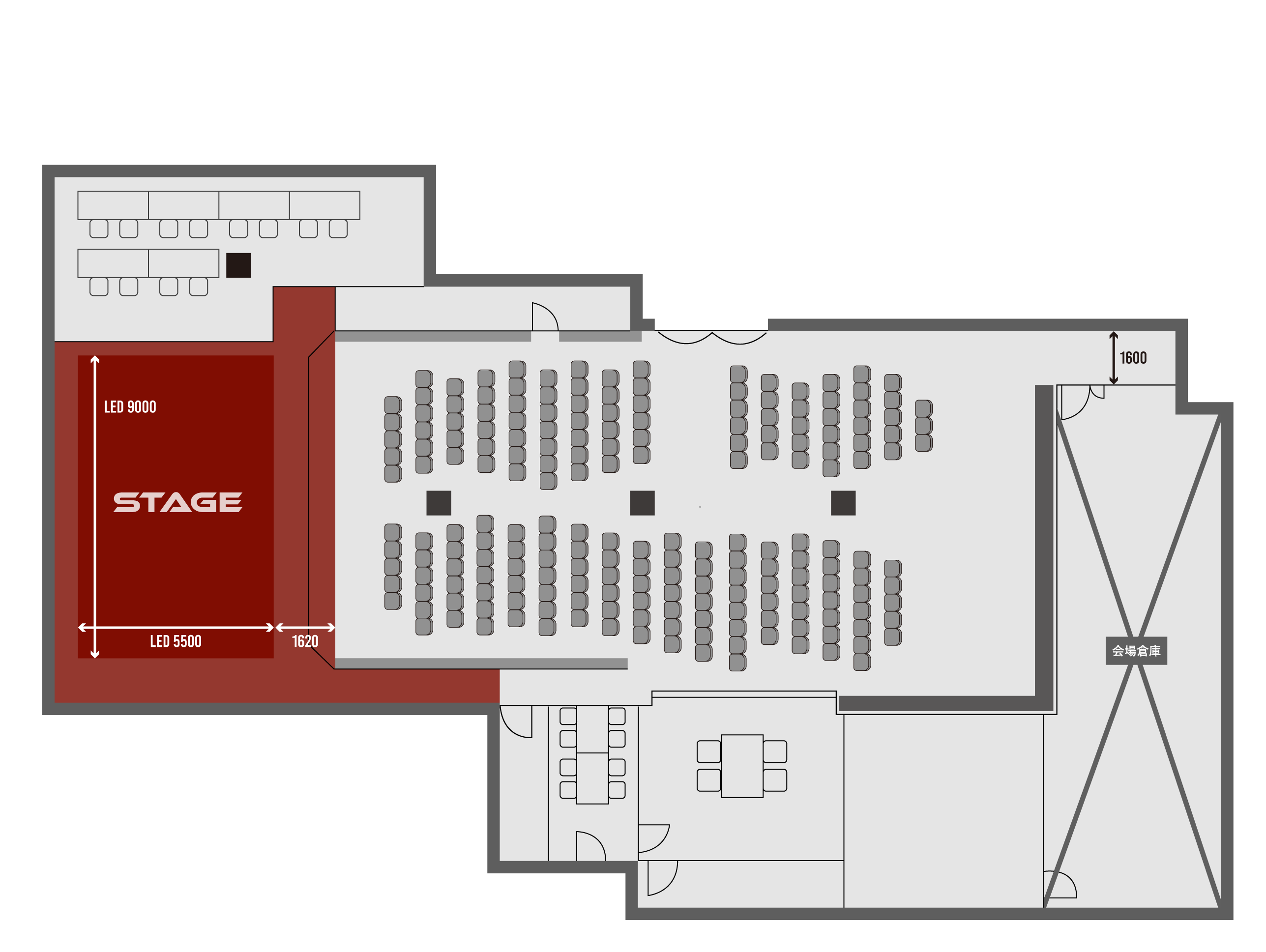 シアター形式200名 フロアプラン
